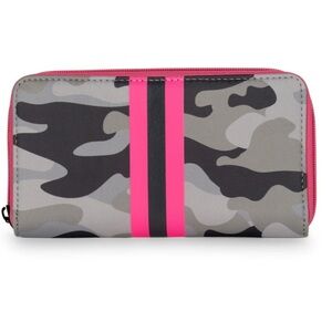 Cash Cairo Wallet  Taupe Camo  with Pink and Black Stripe